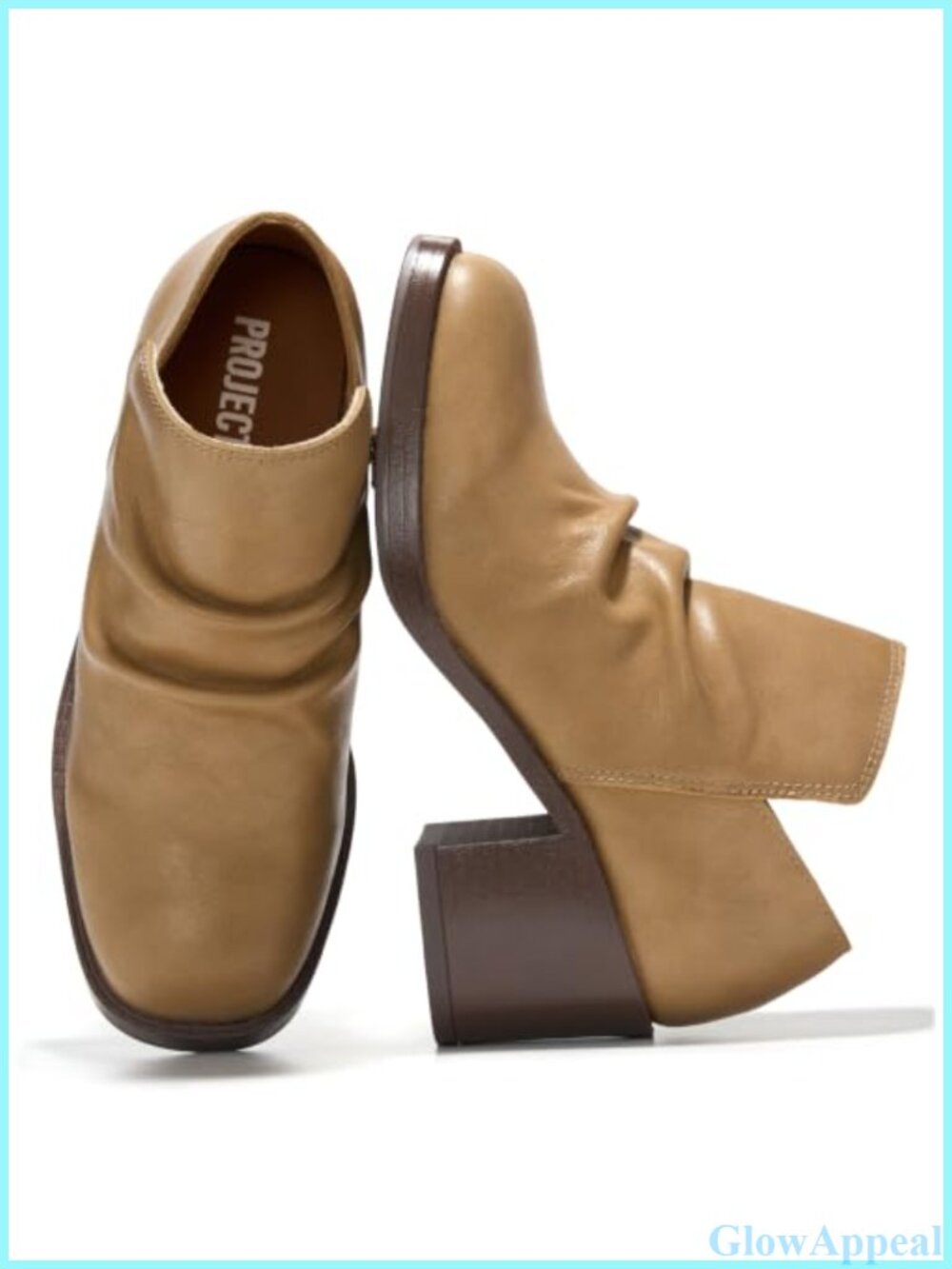 Genuine Leather Slouch Ankle Boots Block Heel Women's Booties